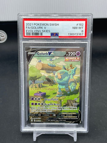 POKEMON - EVOLVING SKIES - GOLURK V - ALTERNATE ART - #182 - PSA 8