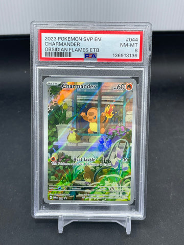 POKEMON - OBSIDIAN FLAMES ETB - CHARMANDER - FULL ART - #044 - PSA 8