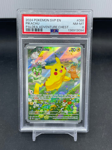 POKEMON - PALDEA ADVENTURE CHEST PROMO - PIKACHU - FULL ART - #088 - PSA 8