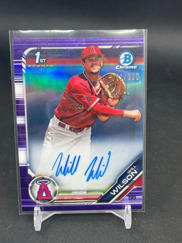 2019 TOPPS BOWMAN CHROME - 1ST BOWMAN - PURPLE REFRACTOR - W. WILLSON - #CDA-WW - #'D/250 - AUTOGRAPH