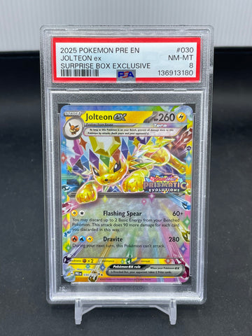 POKEMON - SURPRISE BOX EXCLUSIVE - JOLTEON EX - #030 - PSA 8