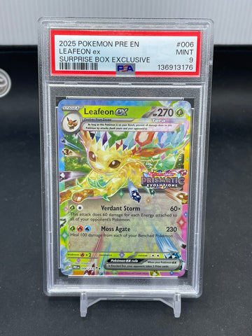 POKEMON - SURPRISE BOX EXCLUSIVE - LEAFEON EX - #006 - PSA 9