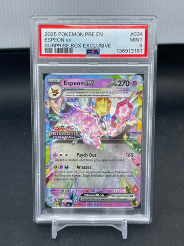 POKEMON - SURPRISE BOX EXCLUSIVE - ESPEON EX - #034 - PSA 9