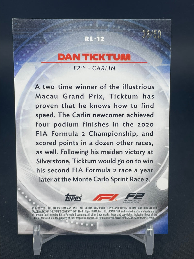 2021 TOPPS CHROME F1 - GOLD WAVE REFRACTOR - REDLINERS - D. TICKTUM - #RL-12 - #'D/50