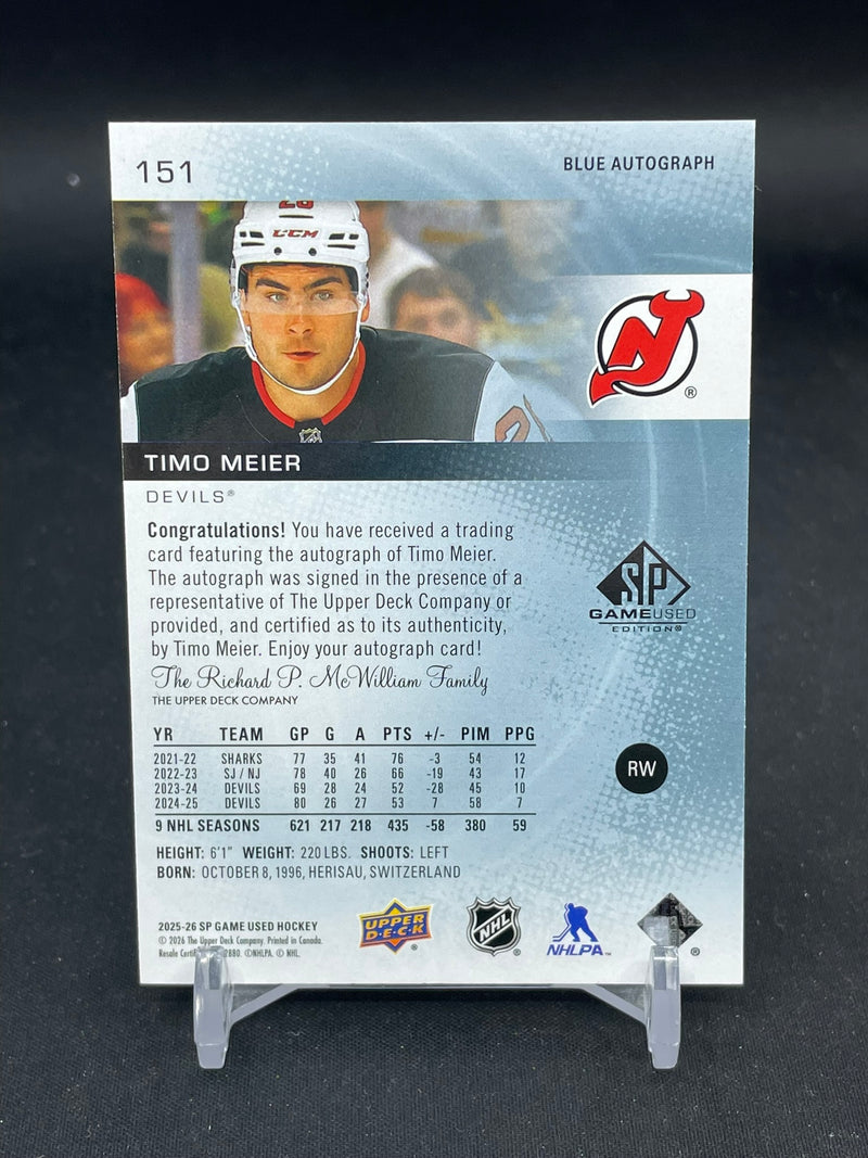 2025 UPPER DECK SP GAME USED - BLUE AUTOGRAPH - T. MEIER -