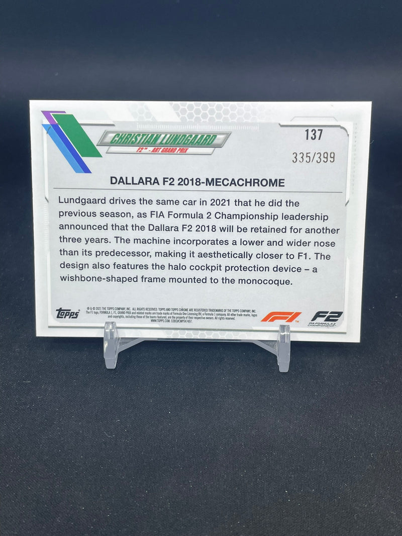 2021 TOPPS CHROME F1 - PURPLE REFRACTOR - C. LUNDGAARD - #137 - #'D/399