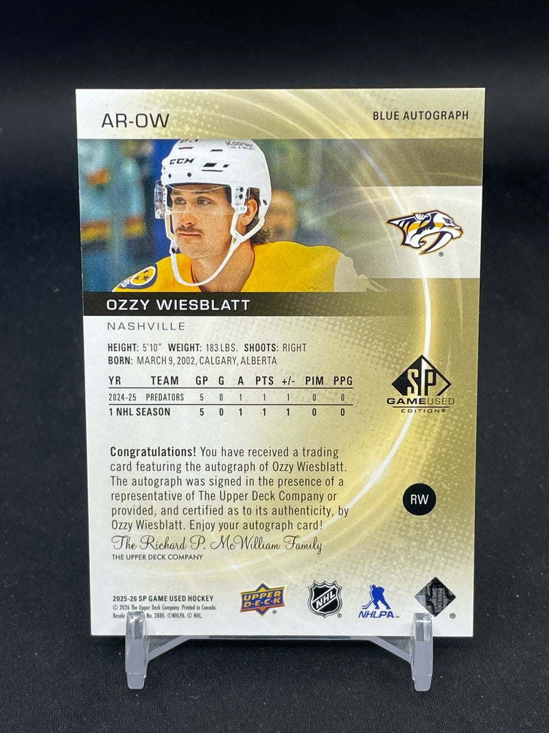 2025 UPPER DECK SP GAME USED - BLUE AUTOGRAPH - AUTHENTIC ROOKIES - O. WIESBLATT -