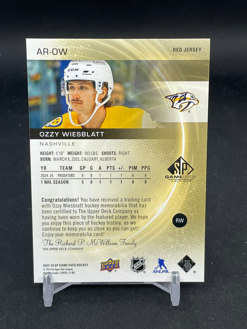 2025 UPPER DECK SP GAME USED - RED JERSEY - AUTHENTIC ROOKIES - O. WIESBLATT -