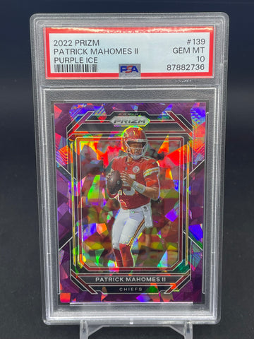 2022 PANINI PRIZM - PURPLE ICE - P. MAHOMES II - #139 - #'D/225 - PSA 10