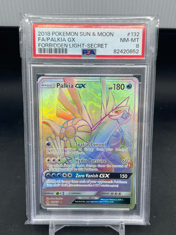 POKEMON - FORBIDDEN LIGHT - PALKIA GX - SECRET RARE - #132 - PSA 8