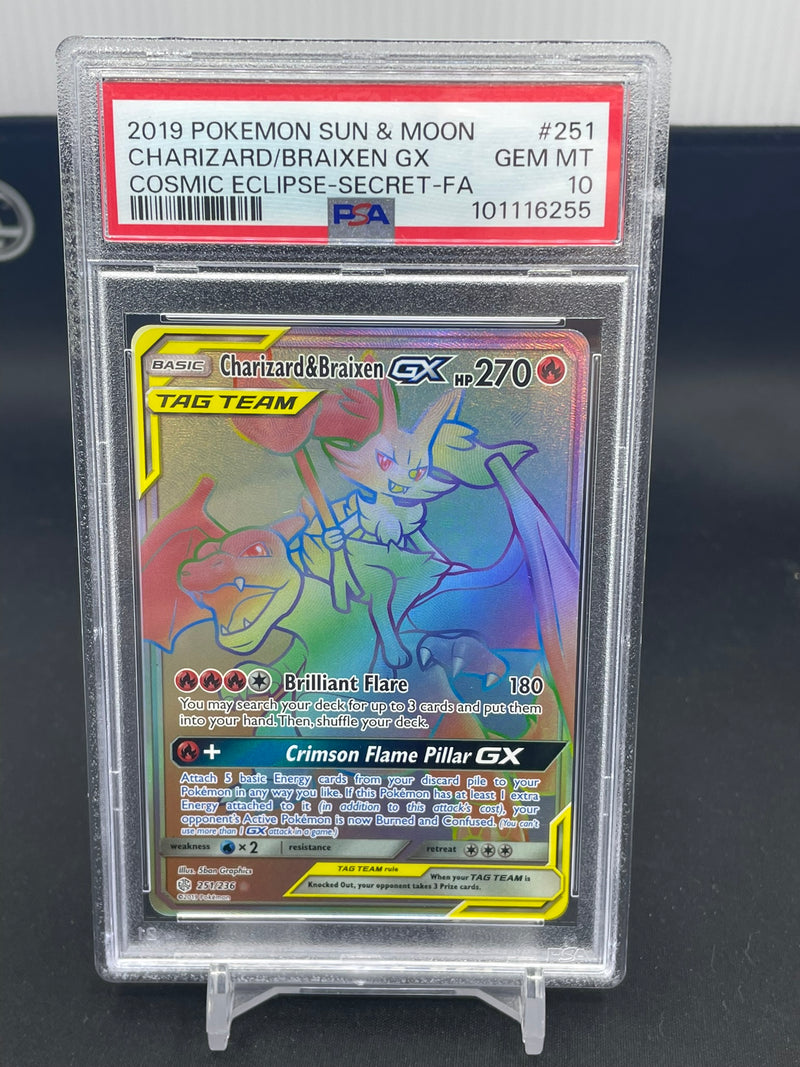 POKEMON - COSMIC ECLIPSE - CHARIZARD & BRAIXEN GX - SECRET FULL ART -