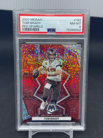 2023 PANINI MOSAIC - RED SPARKLE - T. BRADY - #182 - PSA 8