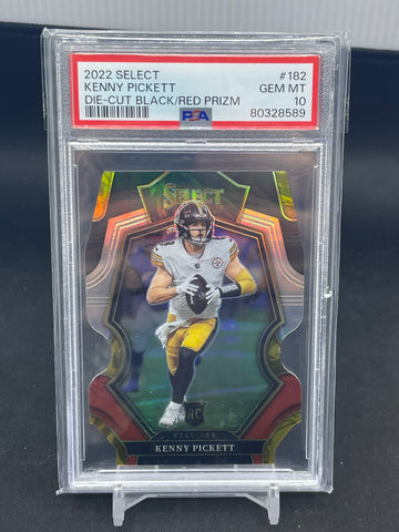 2022 PANINI SELECT - DIE-CUT BLACK/RED PRIZM - K. PICKETT - #182 - PSA 10