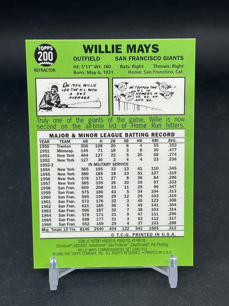 1996 TOPPS CHROME - COMMEMORATIVE SET - REFRACTOR - W. MAYS -
