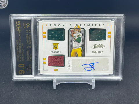 2020 PANINI ABSOLUTE - ROOKIE PREMIERE MATERIAL AUTO - J. LOVE - #204 - #'D/199 - TRIPLE RELIC - AUTOGRAPH - FCG 9 - RC