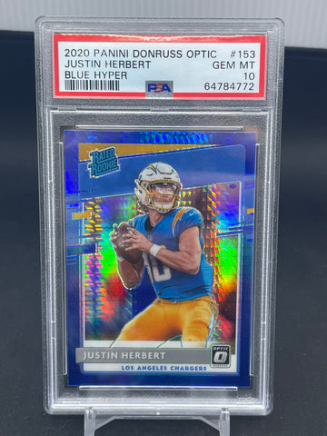 2020 PANINI DONRUSS OPTIC - BLUE HYPER PRIZM - RATED ROOKIE - J. HERBERT - #153 - PSA 10 - RC