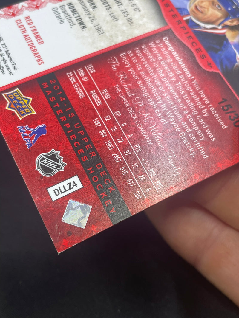 2015 UPPER DECK MASTERPIECES - RED FRAMED CLOTH - W. GRETZKY - #55 - #'D/30 - AUTOGRAPH