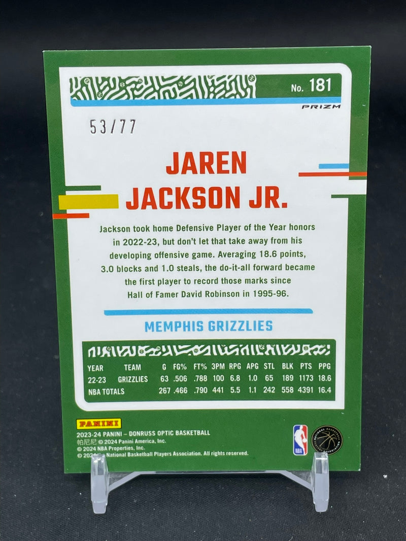 2023 PANINI DONRUSS OPTIC - GREEN GLITTER PRIZM - J. JACKSON JR. - #181 - #'D/77
