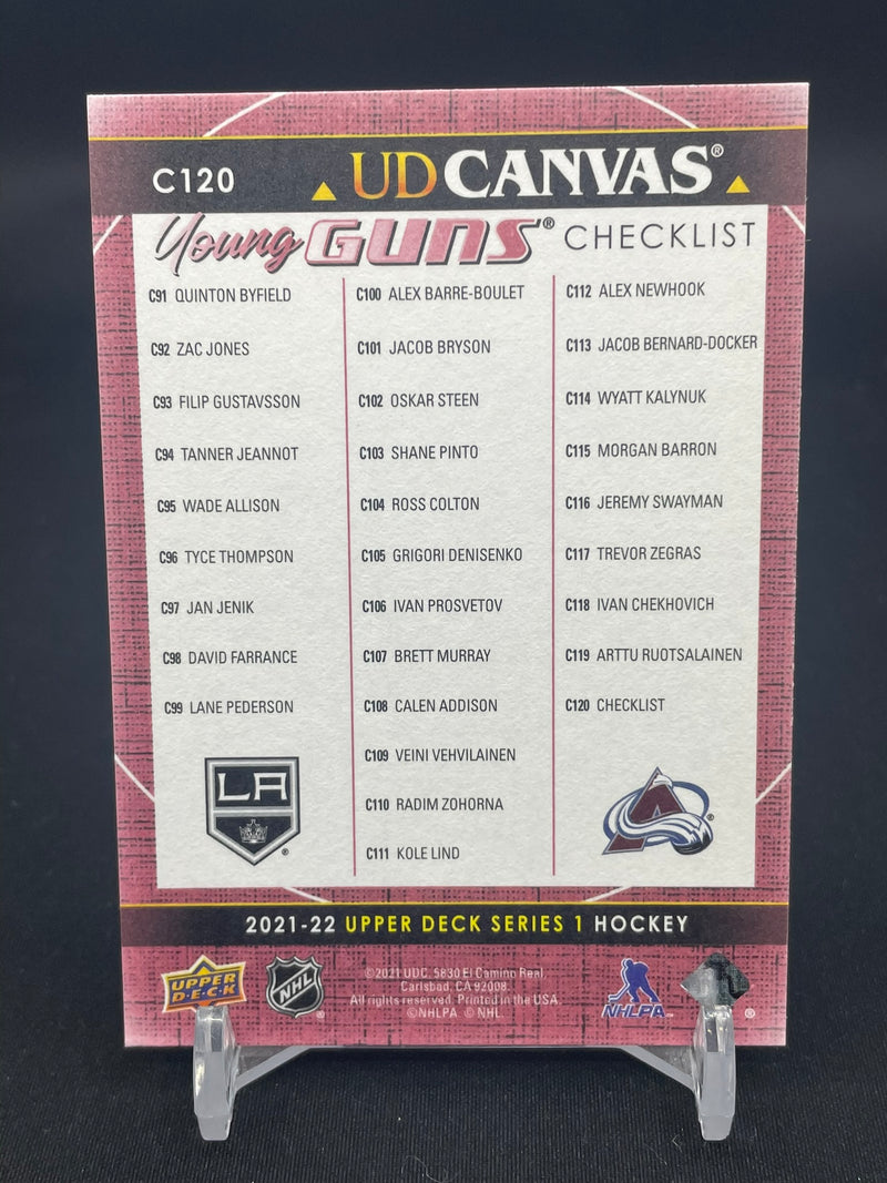 2021 UPPER DECK SERIES ONE - UD CANVAS - YOUNG GUNS - CHECKLIST - Q. BYFIELD / A. NEWHOOK -