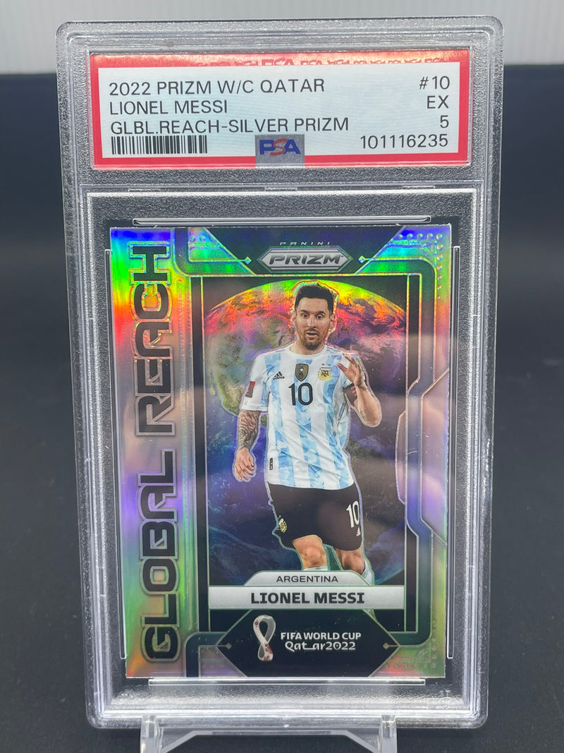 2022 PANINI PRIZM WORLD CUP QATAR - SILVER PRIZM - GLOBAL REACH - L. MESSI -