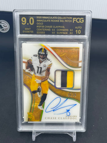 2020 PANINI IMMACULATE COLLECTION - GOLD - ROOKIE SIGNATURE PATCH - C. CLAYPOOL - #ISP26 - #'D/25 - FCG 9 & 10 - RC