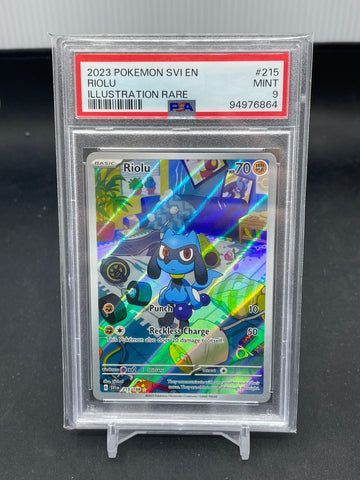 POKEMON - SCARLET VIOLET BASE SET - RIOLU - ILLUSTRATION RARE - #215 - PSA 9