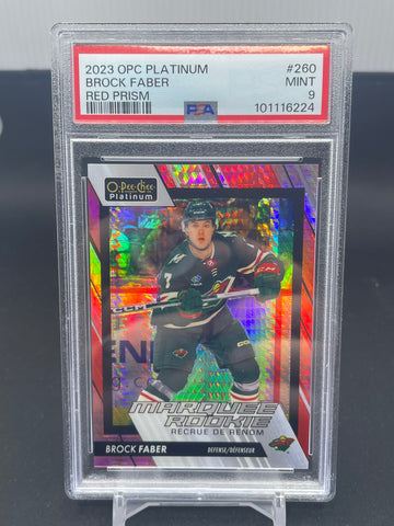 2023 UPPER DECK O-PEE-CHEE PLATINUM - RED PRISM - MARQUEE ROOKIE - B. FABER - #260 - #'D/199 - PSA 9 -RC
