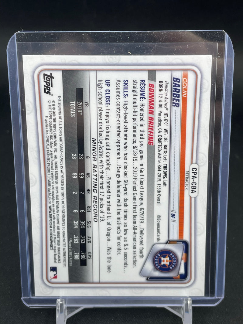2020 TOPPS BOWMAN CHROME - 1ST BOWMAN - REFRACTOR - C. BARBER - #CPA-CBA - #'D/499 - AUTOGRAPH