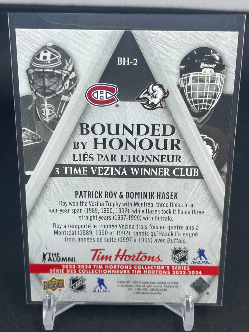 2023 UPPER DECK TIM HORTONS GREATEST DUOS - BOUNDED BY HONOUR - P. ROY / D. HASEK -