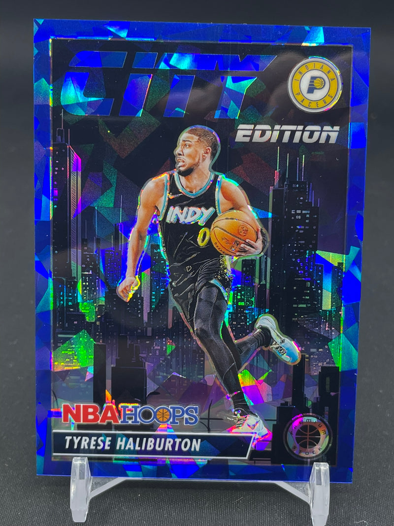 2023 PANINI NBA HOOPS PREMIUM STOCK - BLUE ICE - CITY EDITION - T. HALIBURTON - #8 - #'D/99