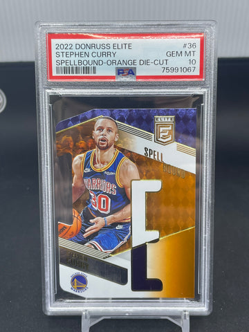 2022 PANINI DONRUSS ELITE - ORANGE DIE-CUT - SPELLBOUND - S. CURRY - #36 - PSA 10