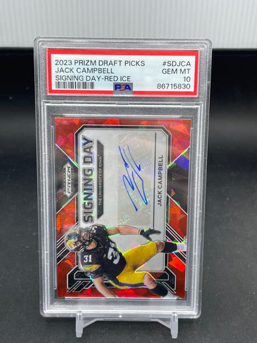 2023 PANINI PRIZM DRAFT PICKS - RED ICE - SIGNING DAY - J. CAMPBELL - #SDJCA - AUTOGRAPH - PSA 10