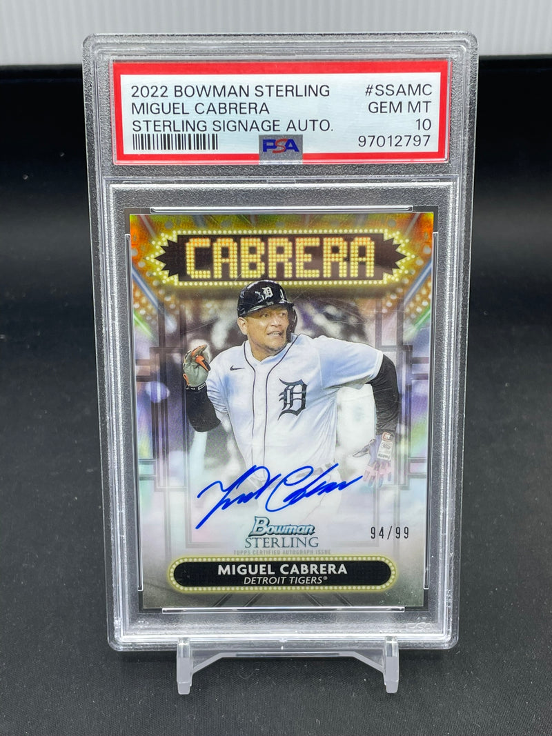 2022 TOPPS BOWMAN STERLING - STERLING SIGNAGE - M. CABRERA - #SSAMC - #'D/99 - AUTOGRAPH - PSA 10