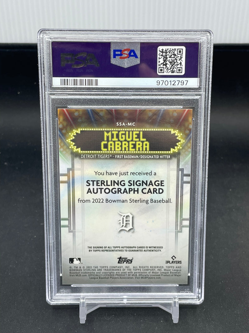 2022 TOPPS BOWMAN STERLING - STERLING SIGNAGE - M. CABRERA - #SSAMC - #'D/99 - AUTOGRAPH - PSA 10