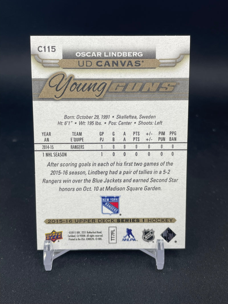 2015 UPPER DECK SERIES ONE - UD CANVAS - YOUNG GUNS - O. LINDBERG -
