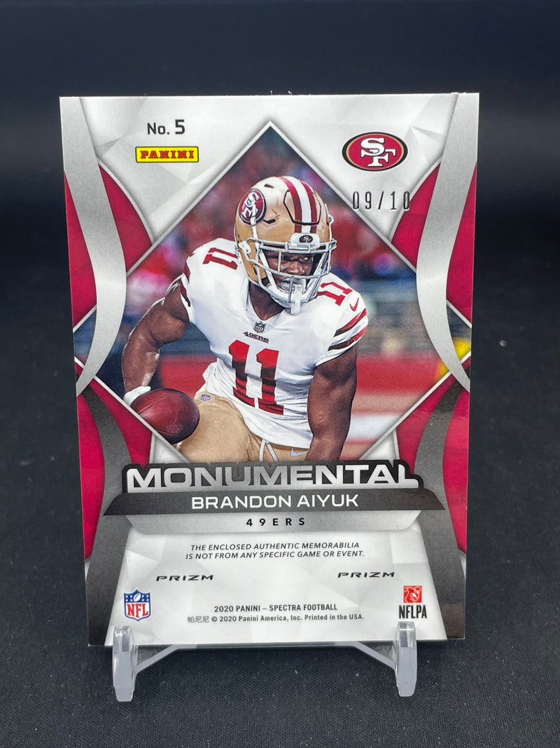 2020 PANINI SPECTRA - NEON ORANGE - MONUMENTAL - B. AIYUK - #5 - #'D/10 - RELIC