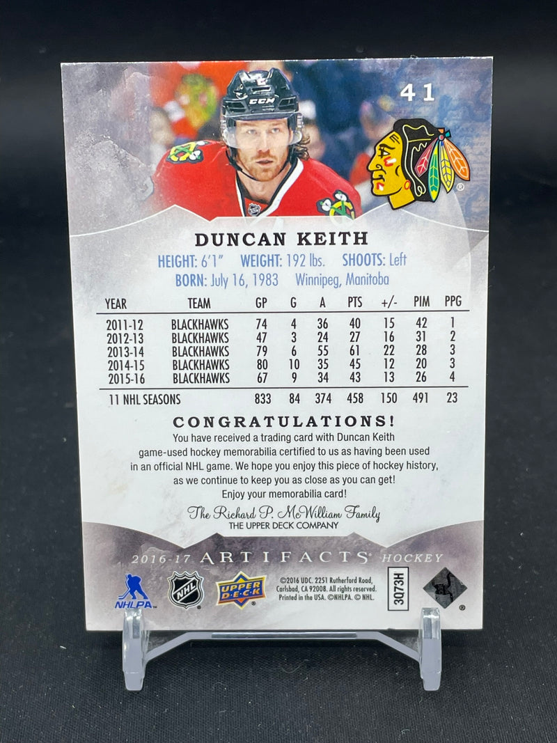 2016 UPPER DECK ARTIFACTS - EMERALD - D. KEITH - #41 - #'D/75 - DUAL RELIC