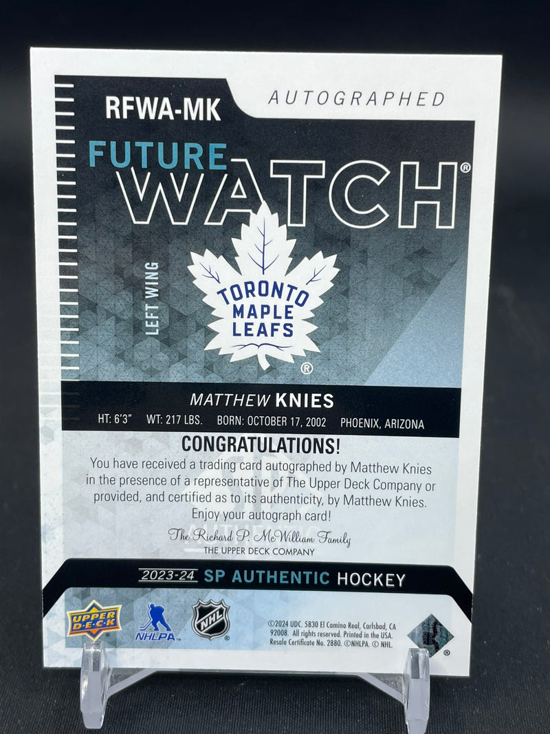 2023-24 UPPER DECK SP AUTHENTIC - RETRO FUTURE WATCH AUTO - M. KNIES - #RFWA-MK - #'D/199 - AUTOGRAPH - RC