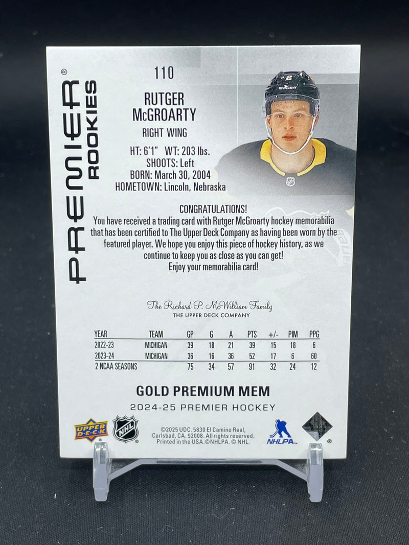 2024 UPPER DECK PREMIER - GOLD PREMIUM MEM - PREMIER ROOKIES - R. MCGROARTY - #110 - #'D/49 - RELIC - RC