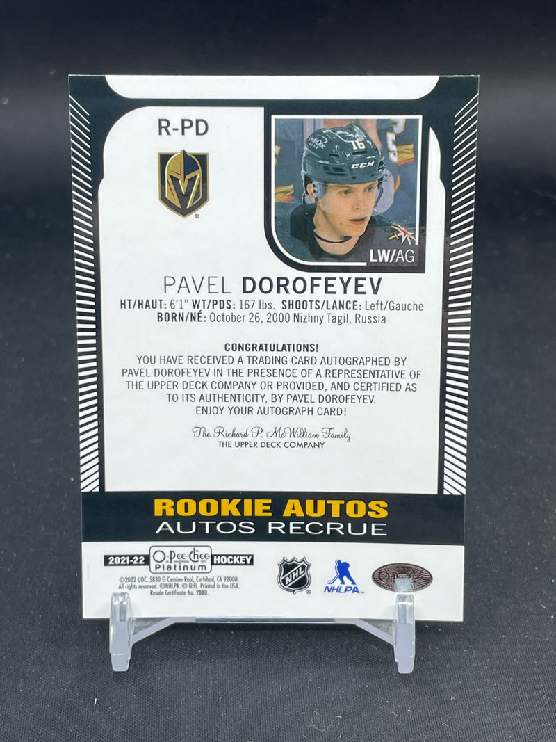 2021 UPPER DECK O-PEE-CHEE PLATINUM - ROOKIE AUTOS - P. DOROFEYEV -