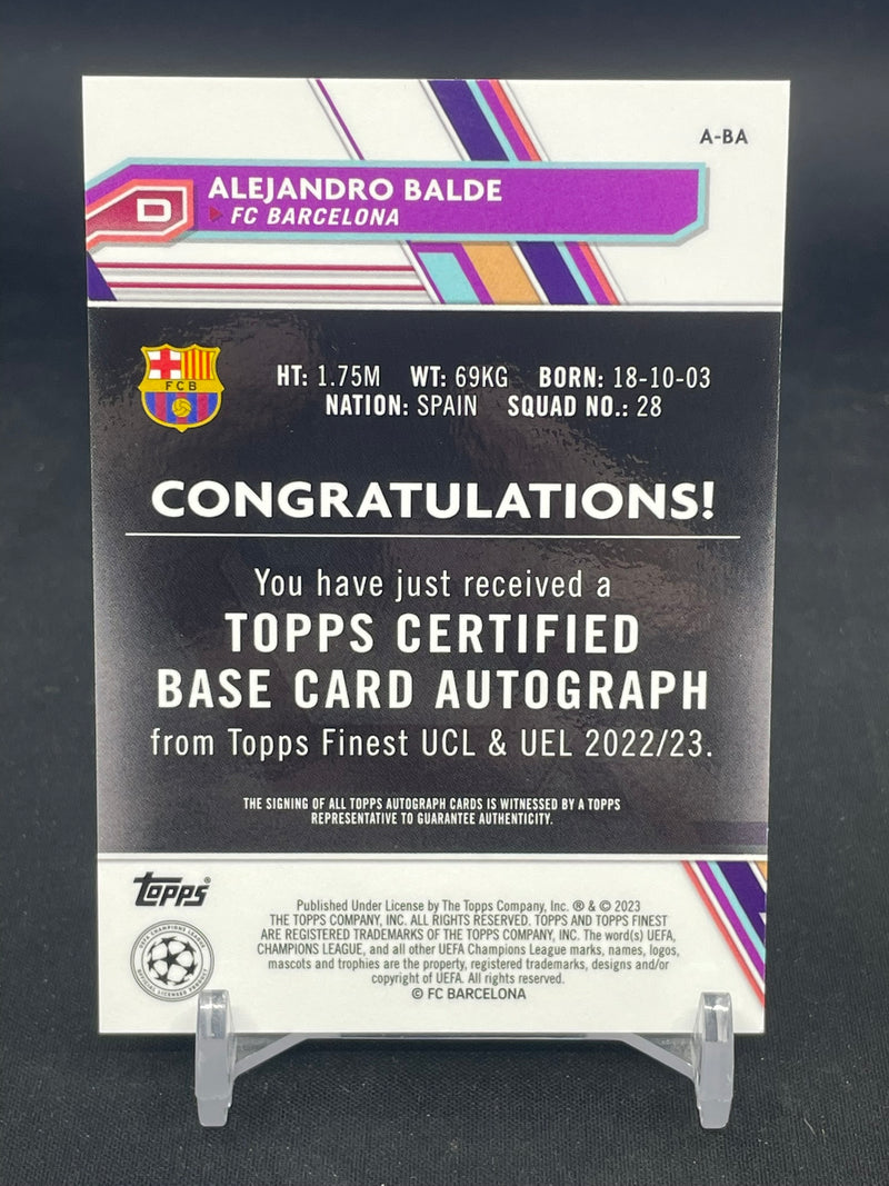 2022 TOPPS FINEST - NEON GREEN REFRACTOR - A. BALDE - #A-BA - #'D/99 - AUTOGRAPH