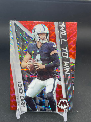 2022 PANINI MOSAIC - RED PRIZM - WILL TO WIN - D. CARR - #WW-7