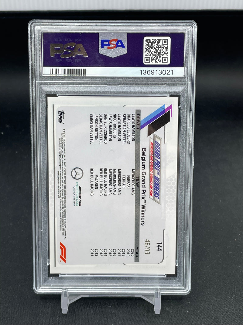 2021 TOPPS CHROME F1 - GREEN RAYWAVE REFRACTOR - L. HAMILTON - #144 - #'D/99 - PSA 10