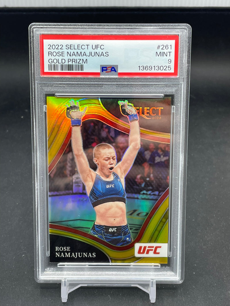 2022 PANINI SELECT UFC - GOLD PRIZM - R. NAMAJUNAS - #261 - #'D/10 - PSA 9