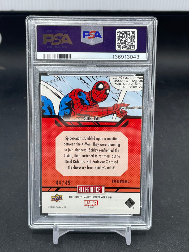 2024 UPPER DECK MARVEL SECRET WARS 1984 - RED DIAMONDS - SPIDER-MAN - #13 - #'D/49 - PSA 7