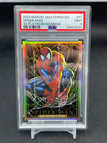 2024 UPPER DECK MARVEL MASTERPIECES '92 PLATINUM - RAINBOW - SPIDER-MAN - #87 - PSA 9