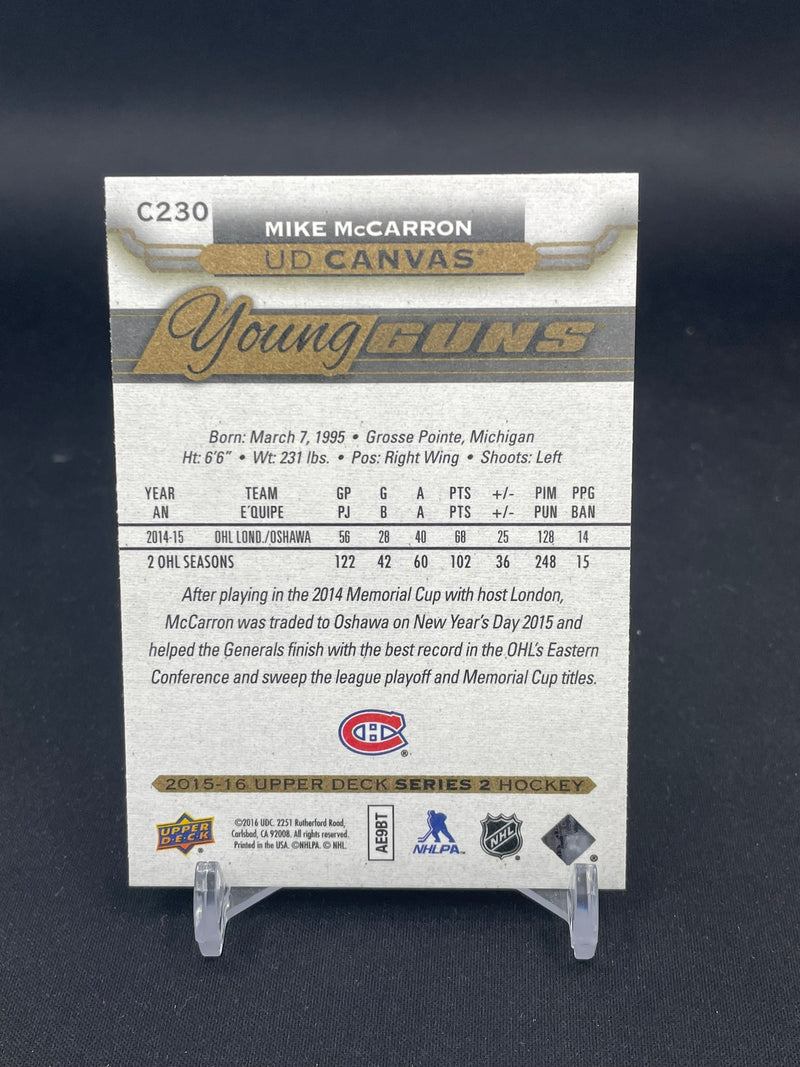 2015 UPPER DECK SERIES TWO - UD CANVAS - YOUNG GUNS - M. MCCARRON -