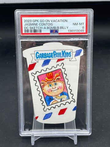 2023 GARBAGE PAIL KIDS GO ON VACATION - DC SKETCH - A. BOMB/B. BILLY - #1/1 - PSA 8