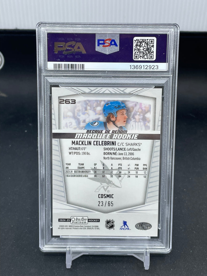 2024 UPPER DECK O-PEE-CHEE PLATINUM - COSMIC - MARQUEE ROOKIE - M. CELEBRINI - #263 - #'D/65 - PSA 10 - RC