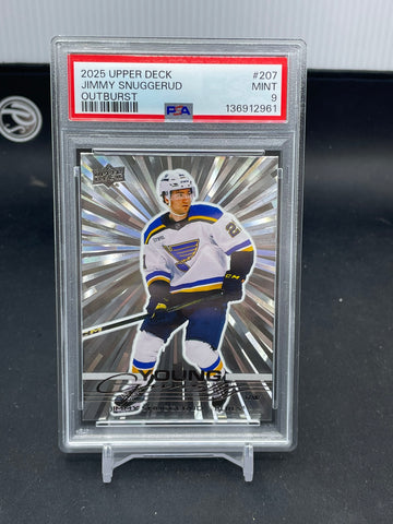 2025 UPPER DECK SERIES ONE - OUTBURST - YOUNG GUNS - J. SNUGGERUD - #207 - PSA 9 - RC